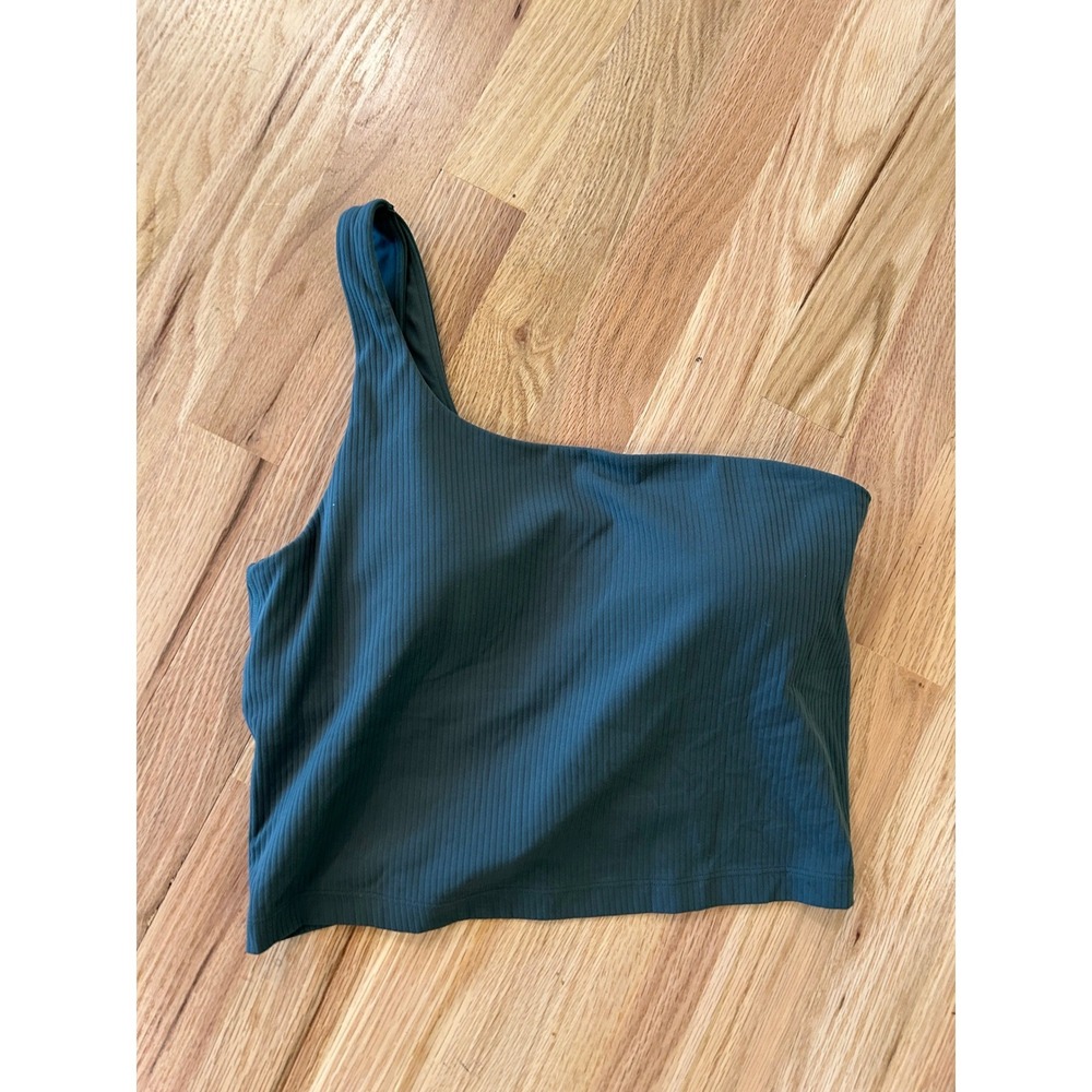Lululemon Ebb to Street One-Shoulder Tank Women 8 Green Athleisure LW1ERPS